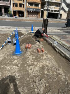 「基礎ブロック積み」広島市南区T自動車駐車場新設工事施工中ブログ